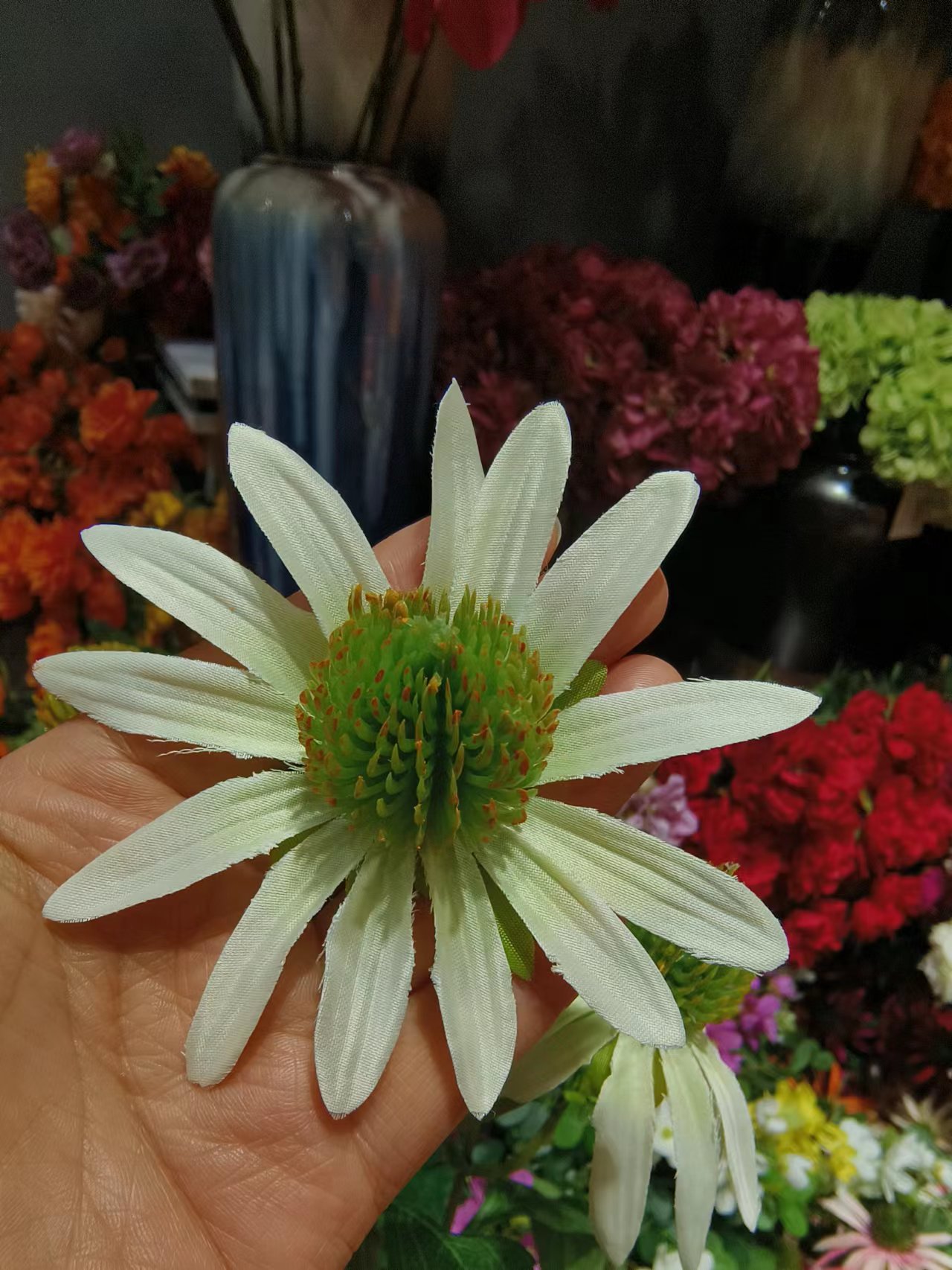 Pine Cone Flower Head White Medium Double-Layer