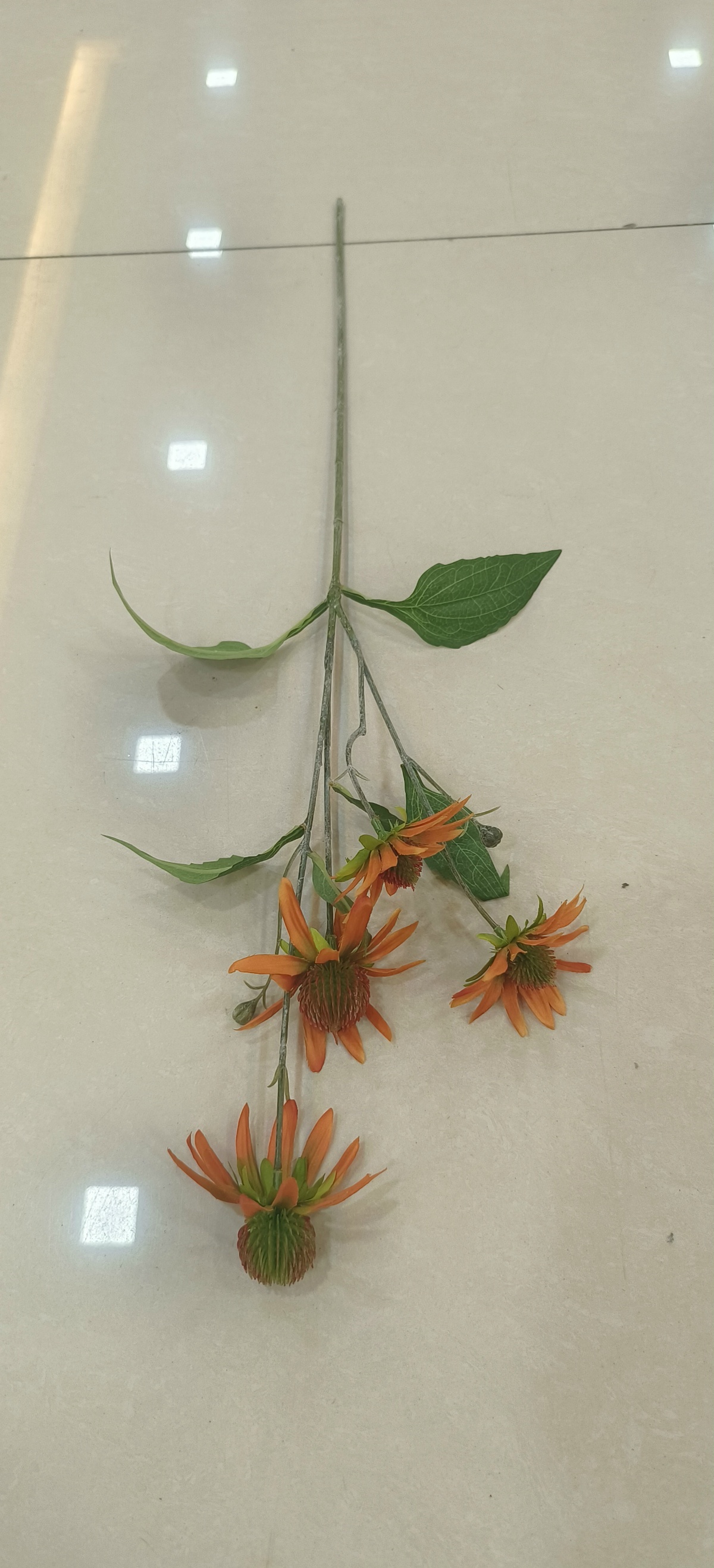 27" Pine Cone Flower Orange
